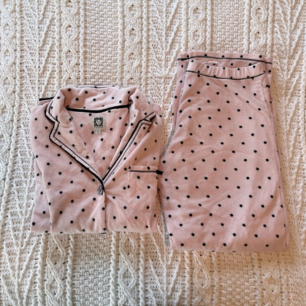 Polka dot fleece pajamas